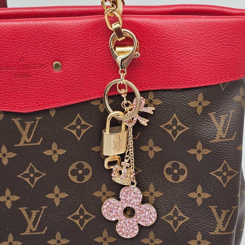 Louis Vuitton Gold Padlock Key 🔒 Authentic LV Charm + Unbranded Flower Keychain